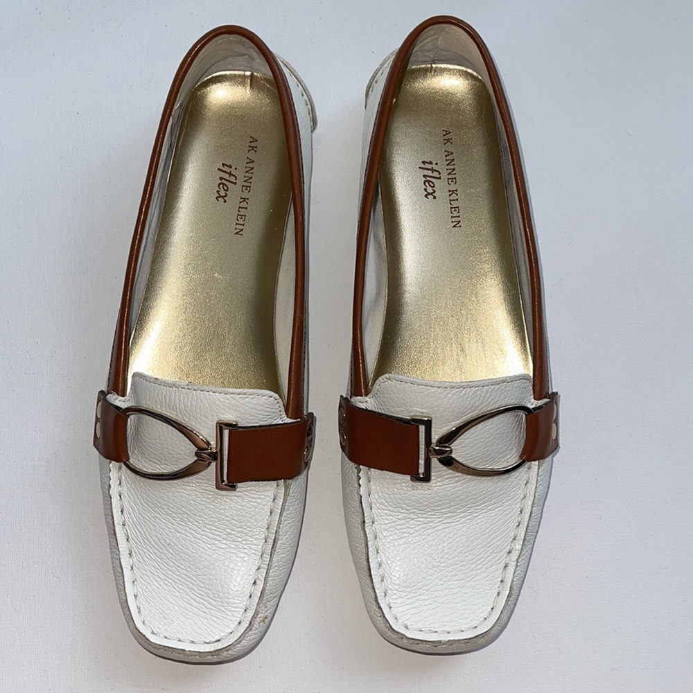 AK Anne Kleine IFlex Grecia white leather upper slip on loafer flat 8.5